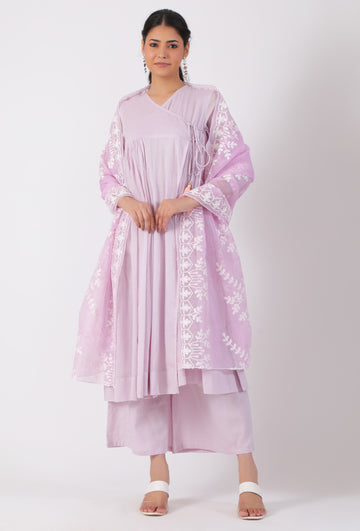 Periwinkle Purple Chickoo Net Dupatta